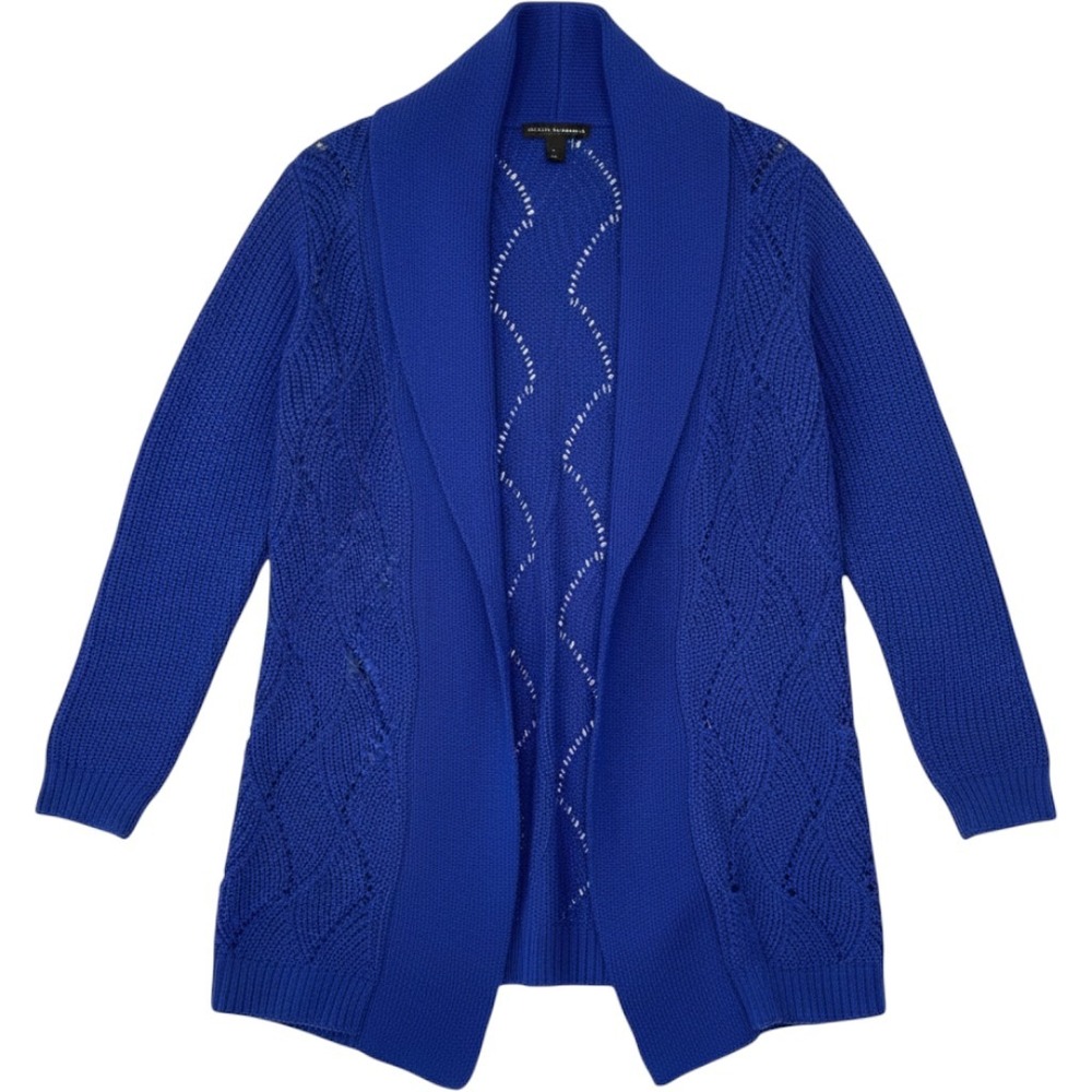 Grace Women's Blue Cardigan Pointelle Knit Grannycore Cotton Blend Small NEW